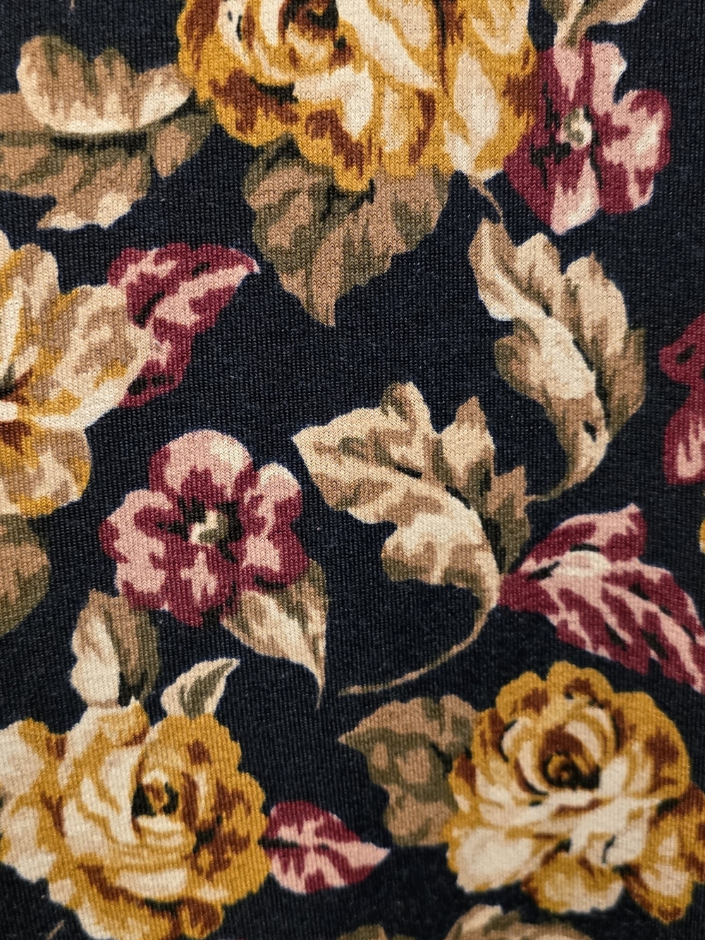 ​The ZigZag Stripe Open Front Floral Cardigan XL Black Mustard Yellow Rose Print - Picture 5 of 10